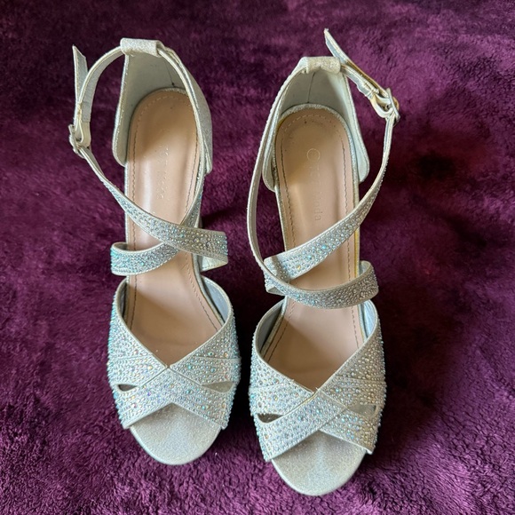 Top Moda Rhinestone Silver Heels - Picture 2 of 6